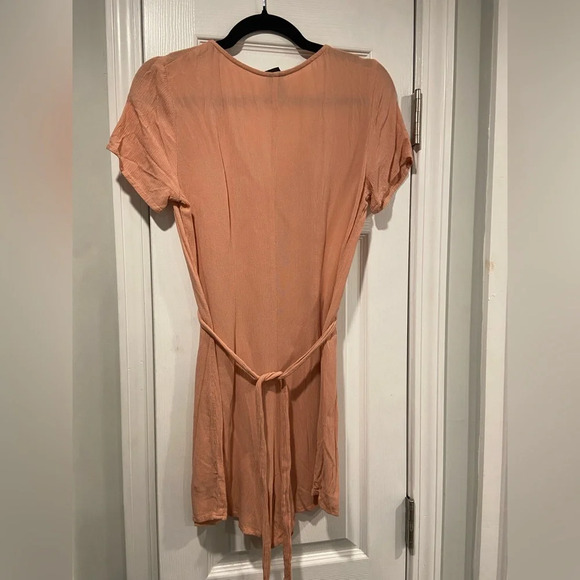 Wild Fable Dusty Pink Belted Short Sleeve Henley Romper Shorts One Piece Size M - Picture 7 of 11